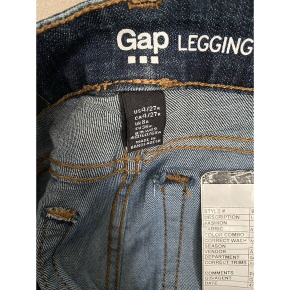 GAP Jeans Womens 4 Regular 27 x 30 Blue Stretch Skinny Denim Leggings Jeggings - Picture 13 of 16